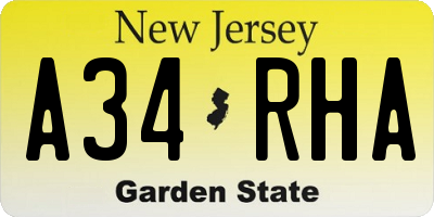 NJ license plate A34RHA