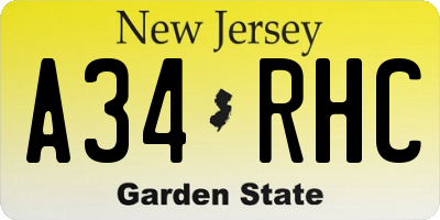 NJ license plate A34RHC