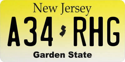 NJ license plate A34RHG
