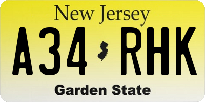 NJ license plate A34RHK