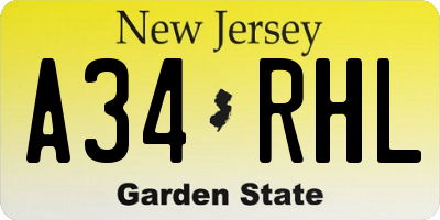 NJ license plate A34RHL