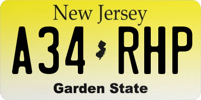 NJ license plate A34RHP