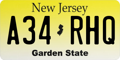 NJ license plate A34RHQ