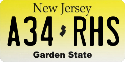 NJ license plate A34RHS