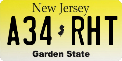 NJ license plate A34RHT