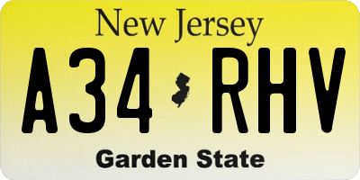 NJ license plate A34RHV