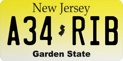 NJ license plate A34RIB