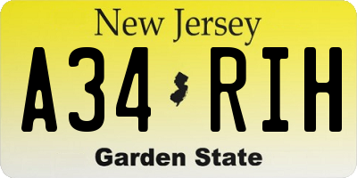 NJ license plate A34RIH