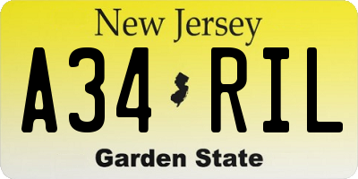 NJ license plate A34RIL