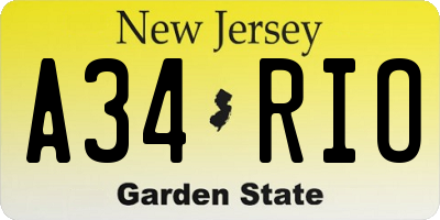 NJ license plate A34RIO