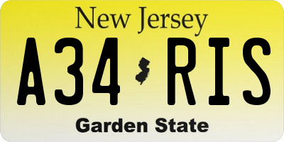 NJ license plate A34RIS