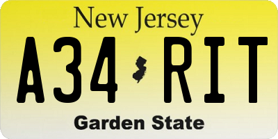 NJ license plate A34RIT