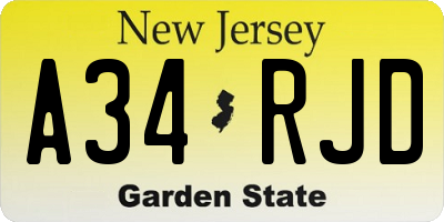 NJ license plate A34RJD