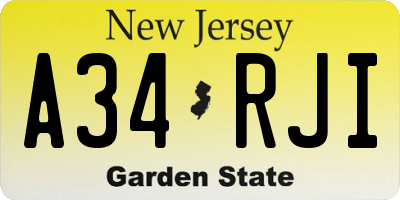 NJ license plate A34RJI