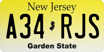 NJ license plate A34RJS