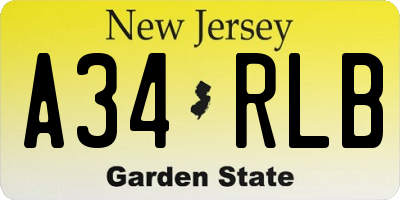 NJ license plate A34RLB