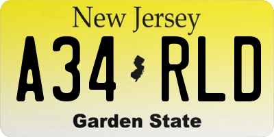 NJ license plate A34RLD