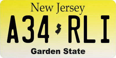 NJ license plate A34RLI