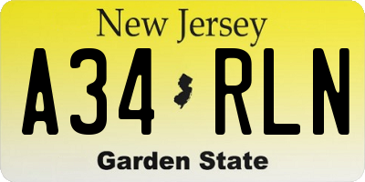 NJ license plate A34RLN