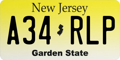 NJ license plate A34RLP