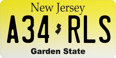 NJ license plate A34RLS