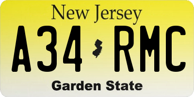 NJ license plate A34RMC