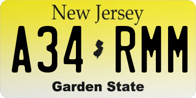 NJ license plate A34RMM