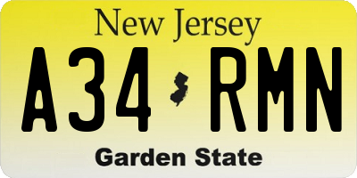 NJ license plate A34RMN