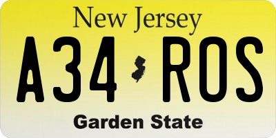 NJ license plate A34ROS