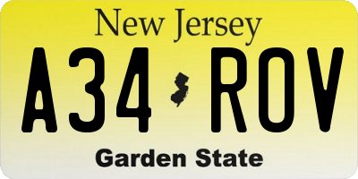 NJ license plate A34ROV