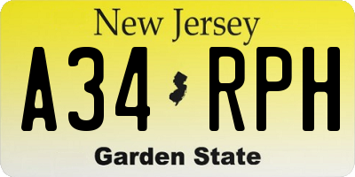 NJ license plate A34RPH