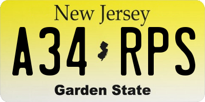 NJ license plate A34RPS