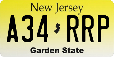 NJ license plate A34RRP