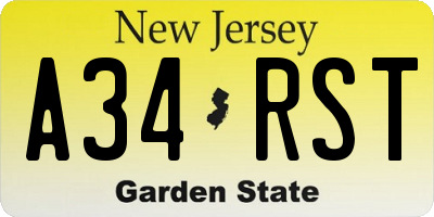 NJ license plate A34RST