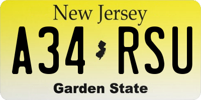NJ license plate A34RSU