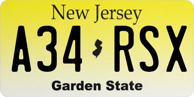 NJ license plate A34RSX