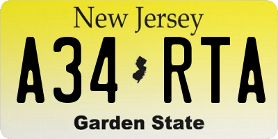 NJ license plate A34RTA