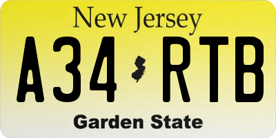 NJ license plate A34RTB