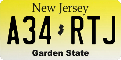 NJ license plate A34RTJ