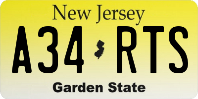 NJ license plate A34RTS