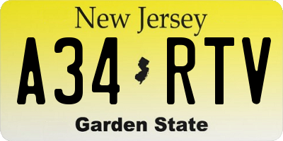 NJ license plate A34RTV