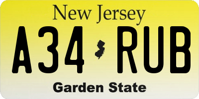 NJ license plate A34RUB