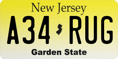 NJ license plate A34RUG