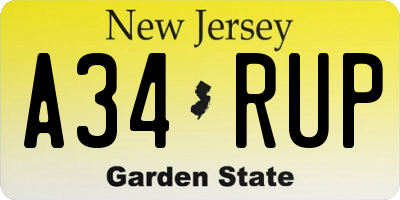 NJ license plate A34RUP