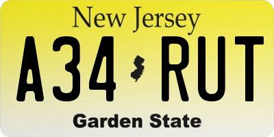 NJ license plate A34RUT