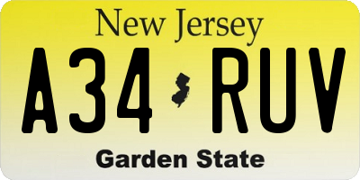 NJ license plate A34RUV
