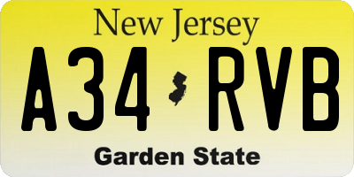 NJ license plate A34RVB