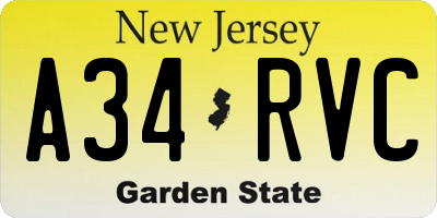NJ license plate A34RVC