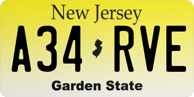 NJ license plate A34RVE