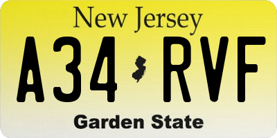NJ license plate A34RVF